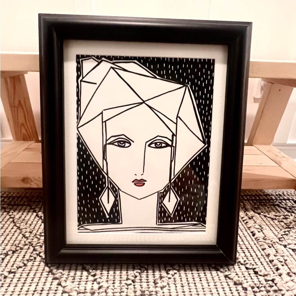Original Painting Framed $600 by Juniper Briggs ~ Black White Modern Artwork